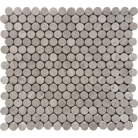 Apollo Tile Ashen Grey Penny 4.83 sq.ft 11.3 in. x12.3 in. Marble Mosaic Tile, 5PK APLSV99P10PEC43